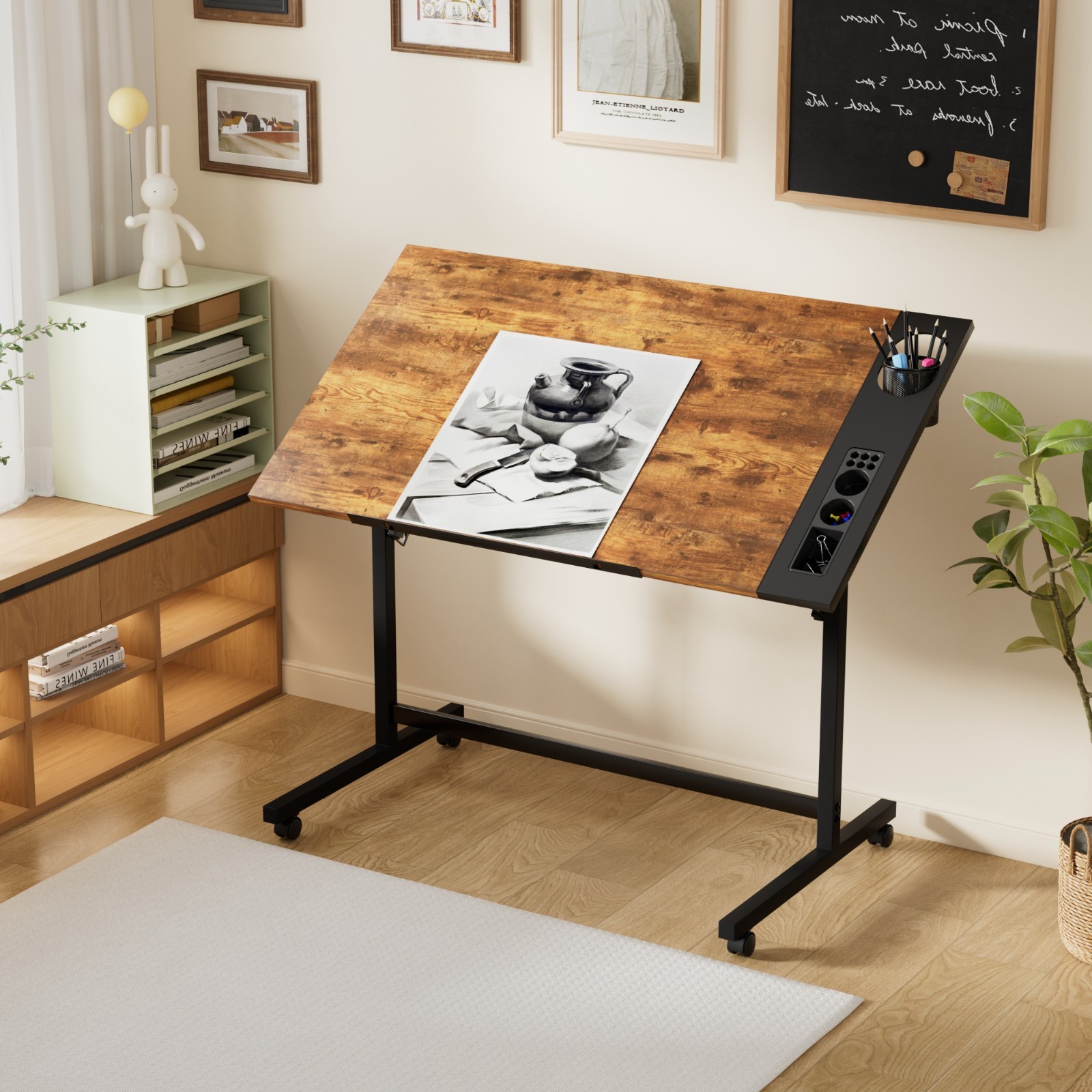 Drafting Table Adjustable Tilt Tabletop Art Craft Desk Home Office Study Work
