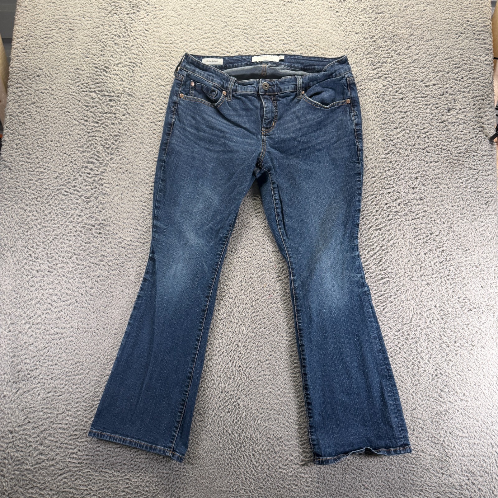 Torrid First At Fit Jeans Womens 12 Blue Cotton Denim Bootcut Leg Faded Slim Fit