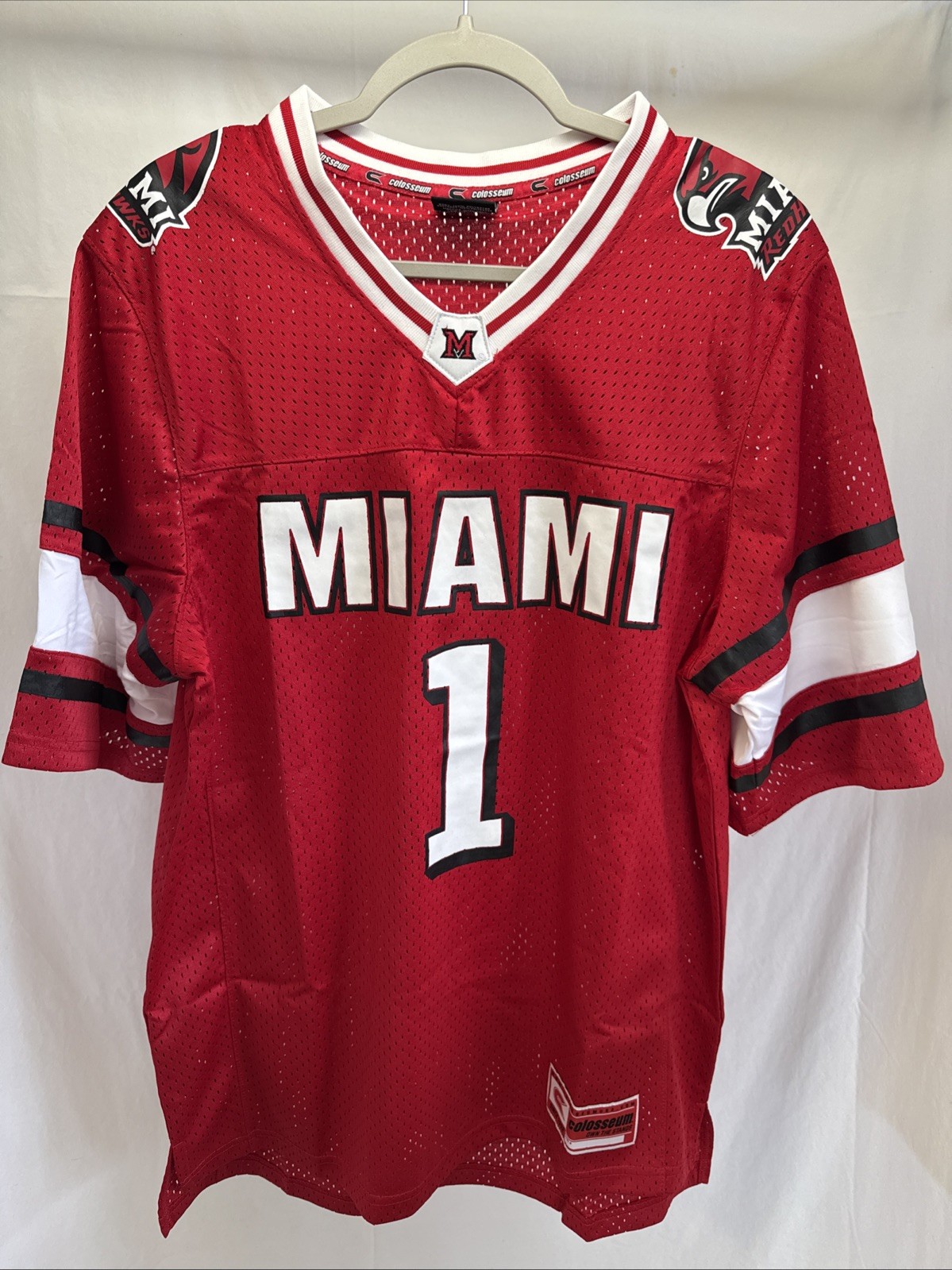 Miami RedHawks University Colosseum Red Jersey V-Neck Men’s S M L XL #1 Home Miami RedHawks University Colosseum Red Jersey V-Neck Men’s S M L XL #1 Home