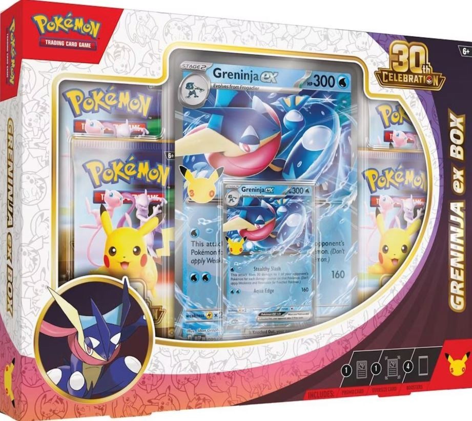 Pokemon 30th Anniversary Celebration Sealed GRENINJA EX Box - 4 Booster Packs