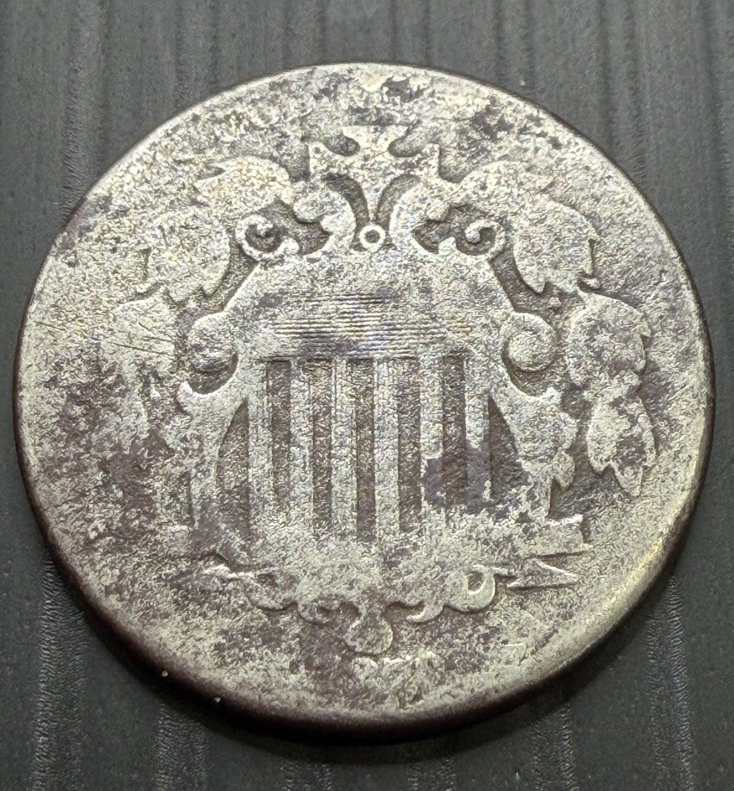 1870 5C Shield Nickel F7458 1870 5C Shield Nickel F7458