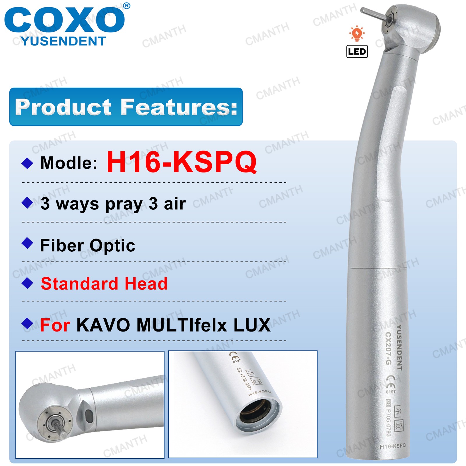 COXO Dental Handpiece High Speed Fiber Optic Turbine For KAVO Coupler 4/6 Hole