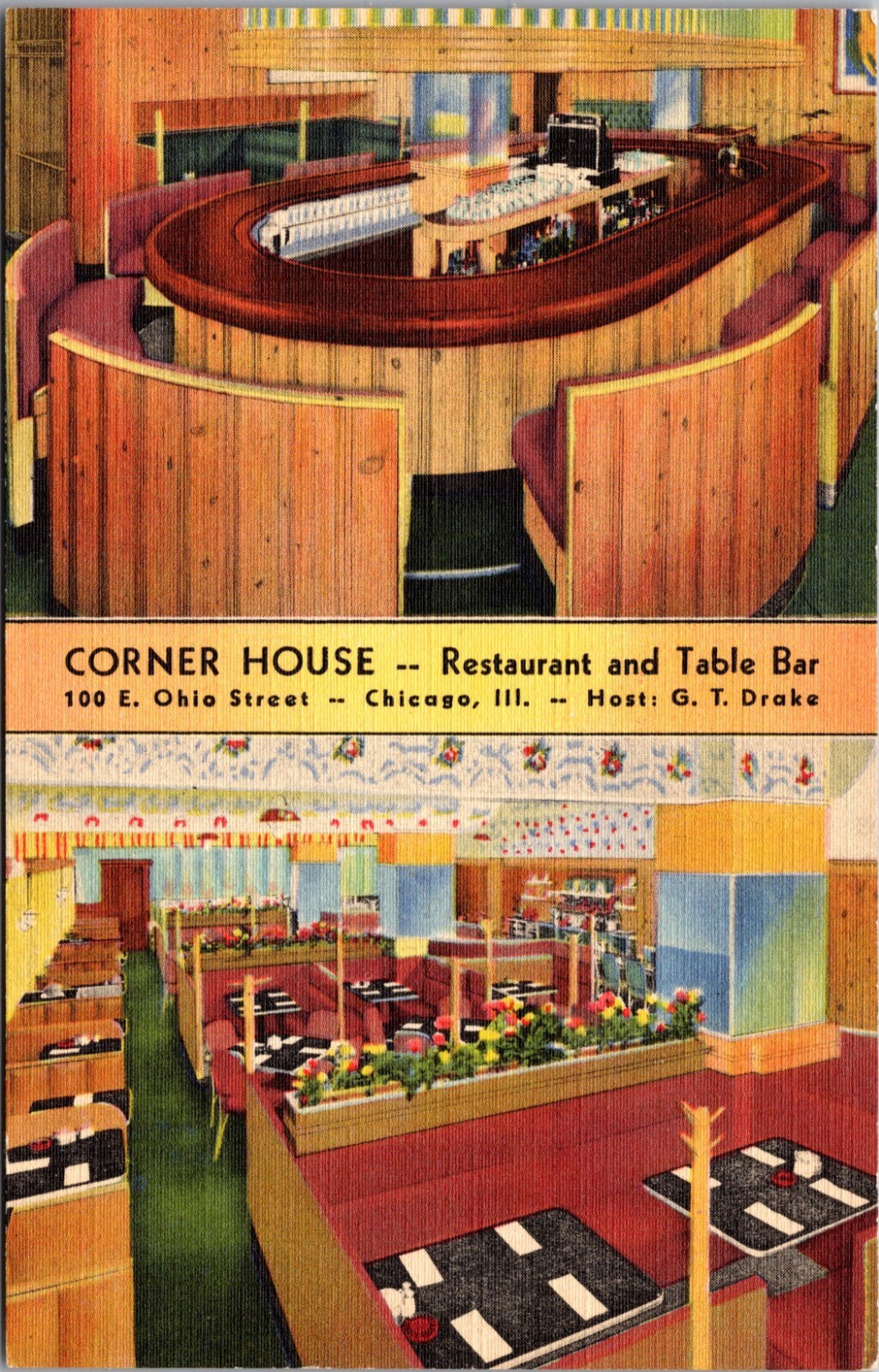 Corner House, Restaurant And Table Bar, Chicago, Illinois Postcard