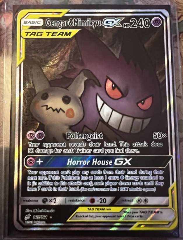 Gengar & Mimikyu GX TAG TEAM Full Art Holo SM Team Up 165/181 240HP ENG Gengar & Mimikyu GX TAG TEAM Full Art Holo SM Team Up 165/181 240HP ENG