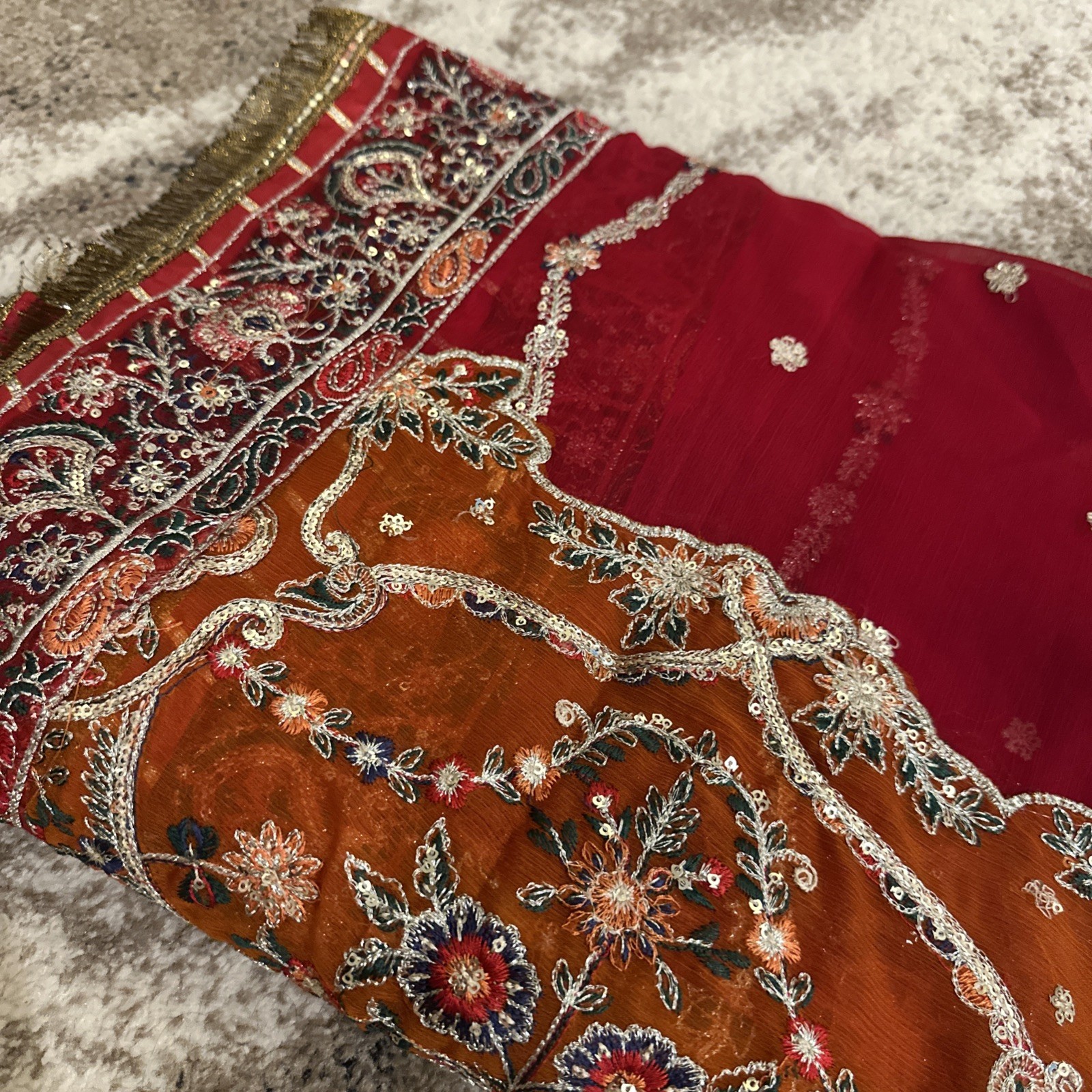 Pakistani Chiffon Embroidered Multicolored 2.5 Meter Long And Wide Too Pakistani Chiffon Embroidered Multicolored 2.5 Meter Long And Wide Too