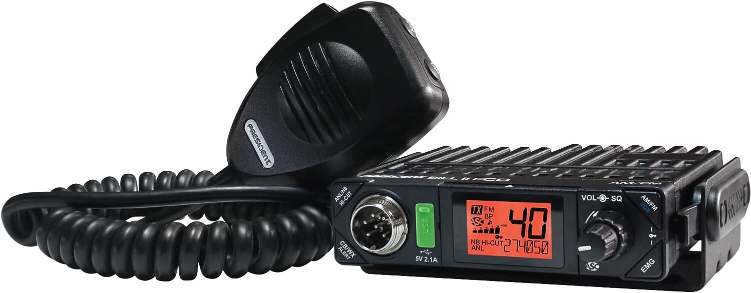 President Bill II FCC AM/ FM Ultra Compact 7 Color Display CB Radio NEW MODEL 