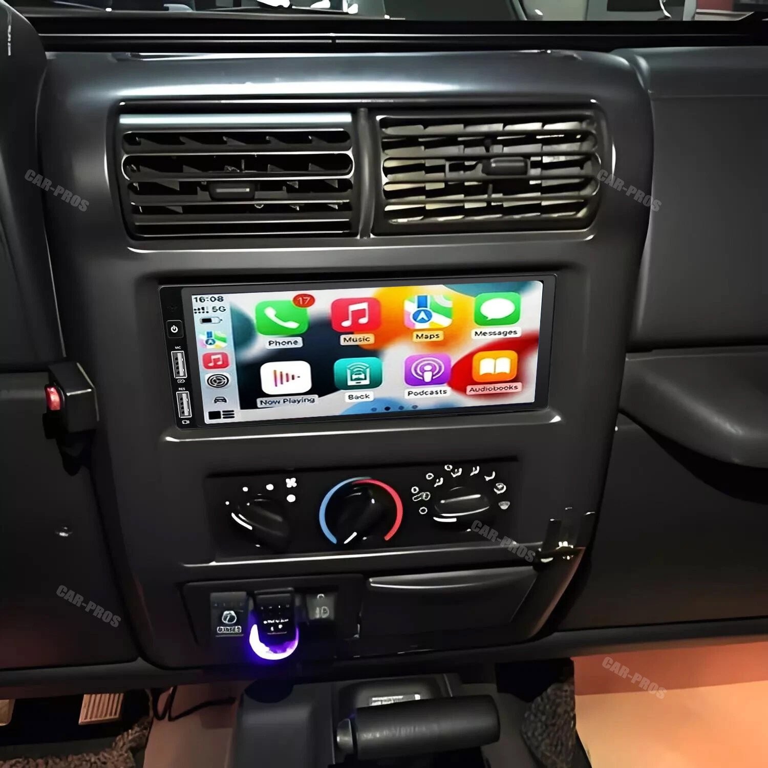 Apple Carplay Android 15 Car Stereo Radio GPS Nav Fits Jeep Wrangler 1997-2002