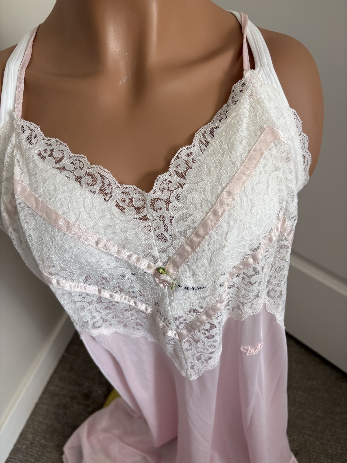 vintage diane von furstenberg Nightgown 100% Nylon size small, soft pink