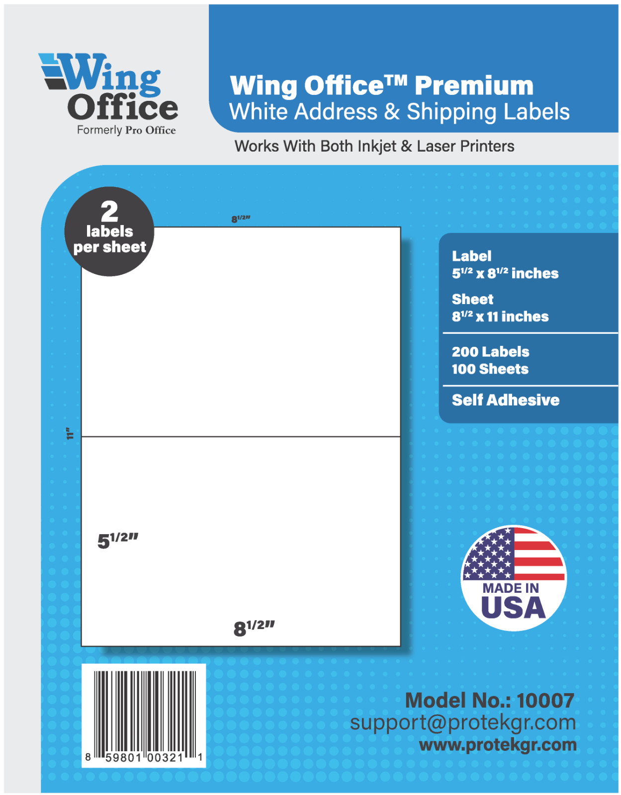 PO07 1500 Premium Half Sheet Shipping Labels Self-Adhesive 8.5 X 5.5 PRO OFFICE PO07 1500 Premium Half Sheet Shipping Labels Self-Adhesive 8.5 X 5.5 PRO OFFICE