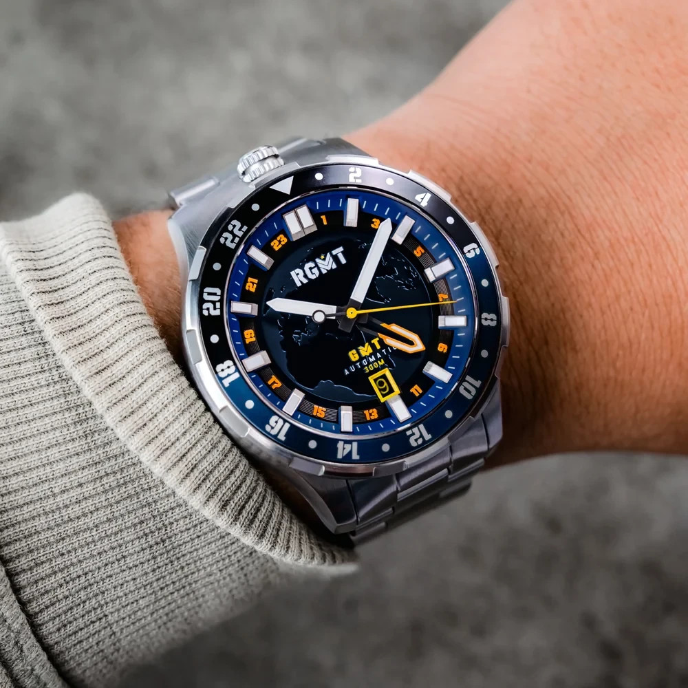 RGMT Globemaster GMT Automatic Men\'s Watch Mission Blue w/Extra Band - NEW/RARE RGMT Globemaster GMT Automatic Men\'s Watch Mission Blue w/Extra Band - NEW/RARE