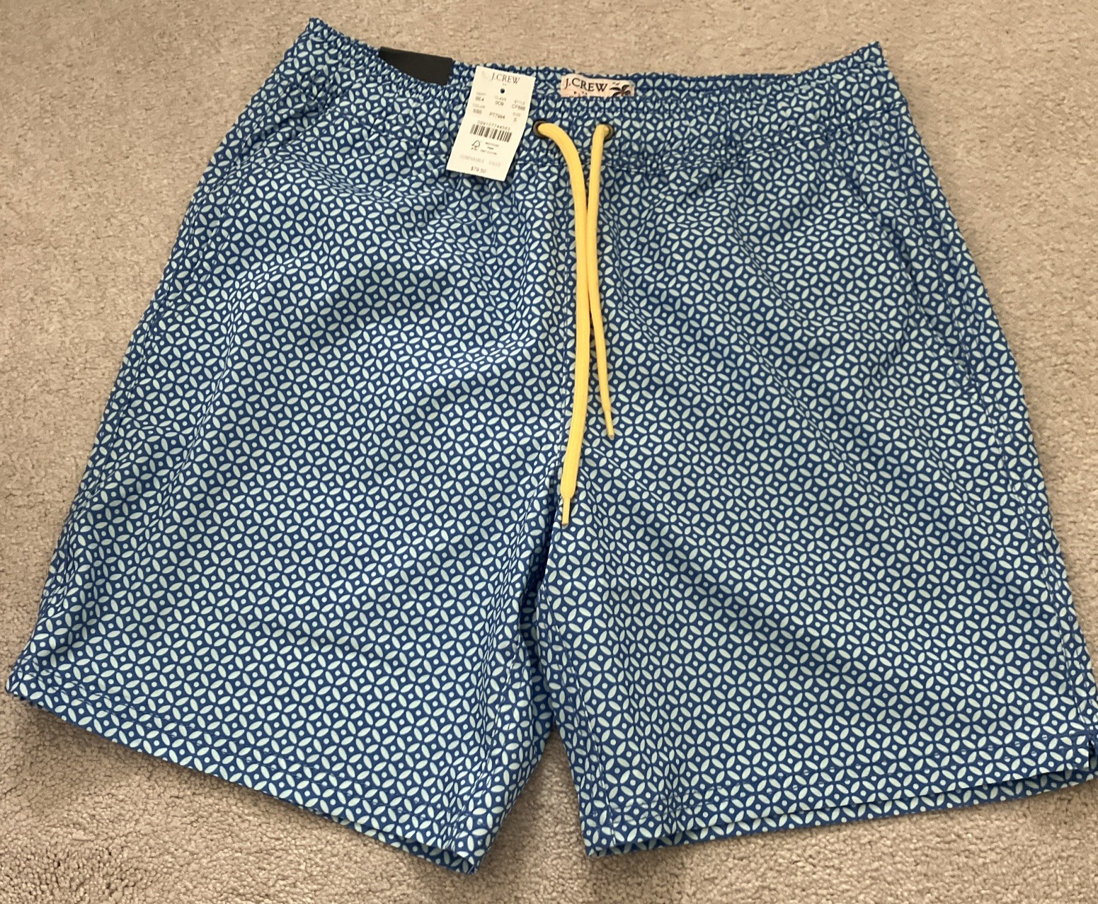 Mens JCREW Blue Abstract Flex Swimwear 7” Small Shorts Trunks $79.50 New Tags Mens JCREW Blue Abstract Flex Swimwear 7” Small Shorts Trunks $79.50 New Tags