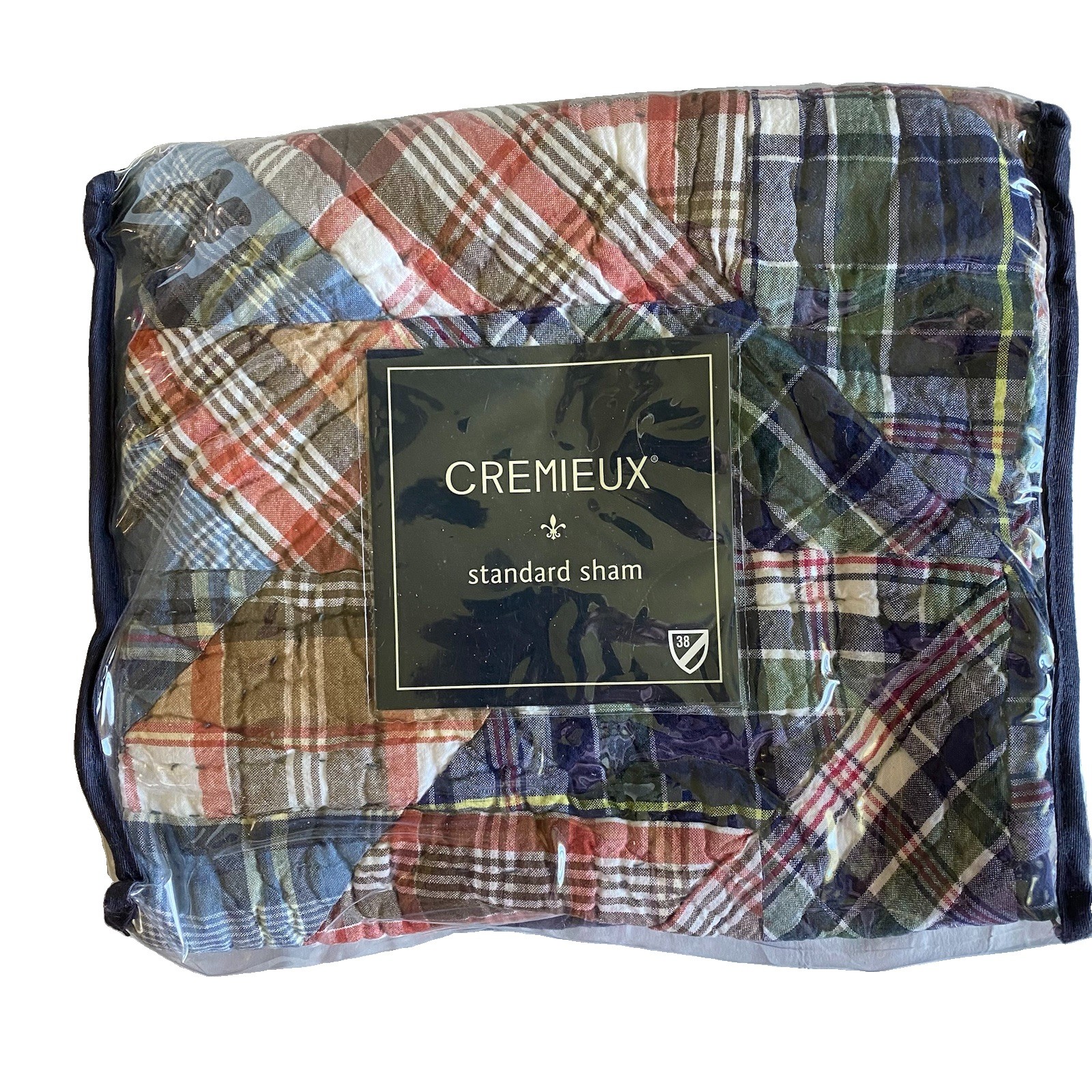 Cremieux Madras Plaid Standard Size Bed Pillow Primitive Sham  NWT