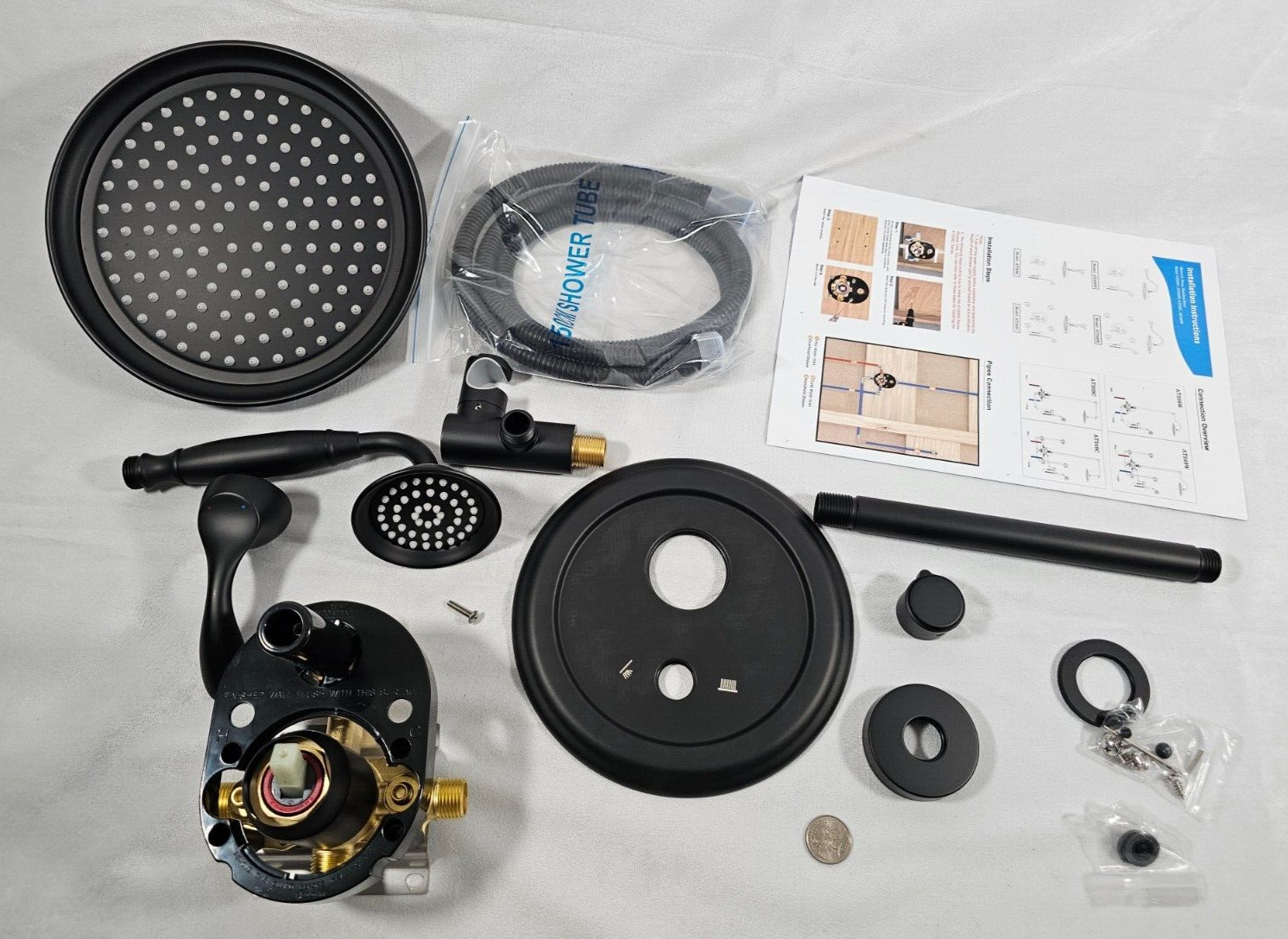 Matte Black Rain Shower System Set 9 inch Shower Head Handheld Sprayer Wall Moun