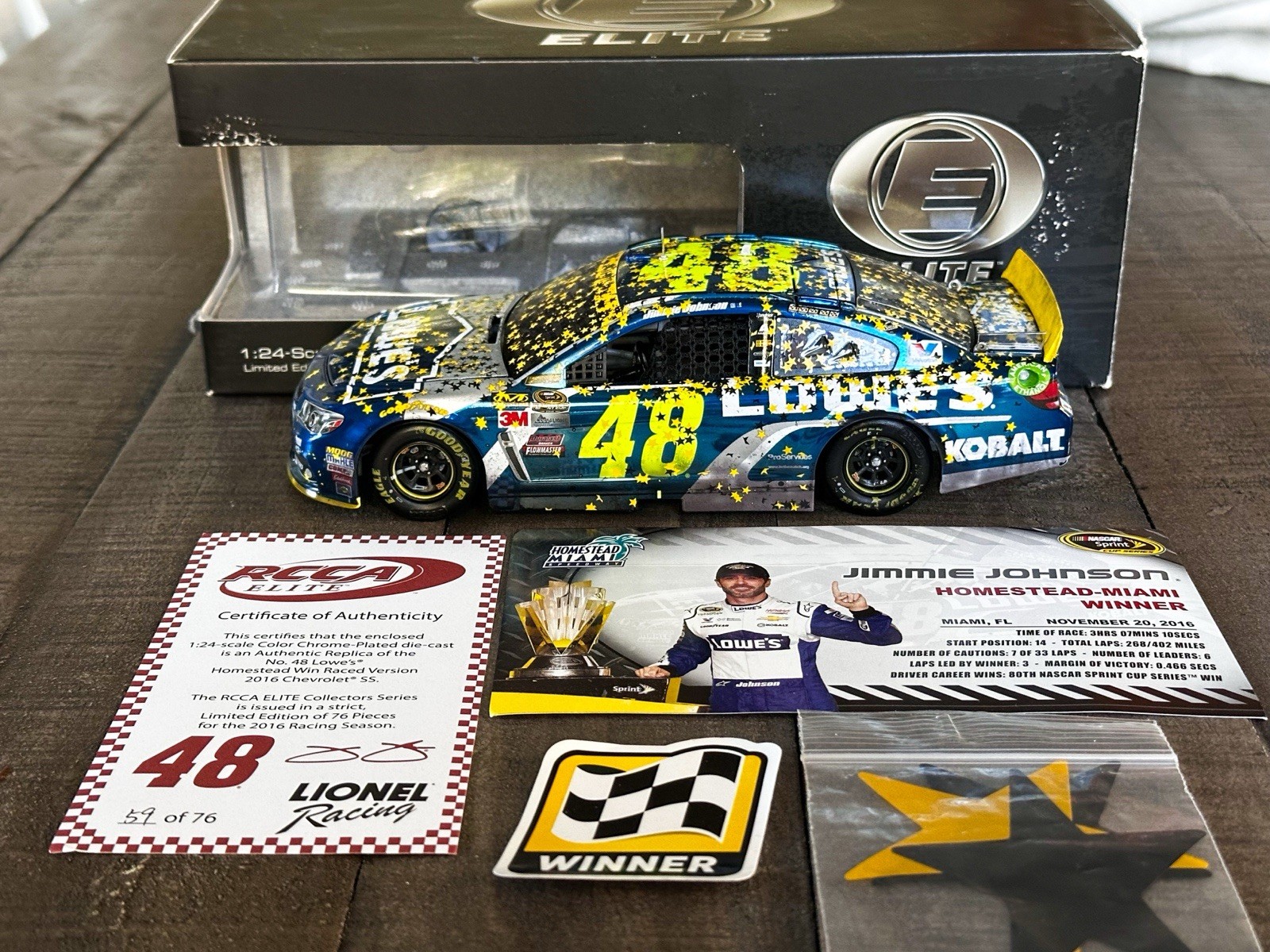 Jimmie Johnson 2016 #48 Lowe’s Homestead Raced Win Color Chrome ELITE 1/24
