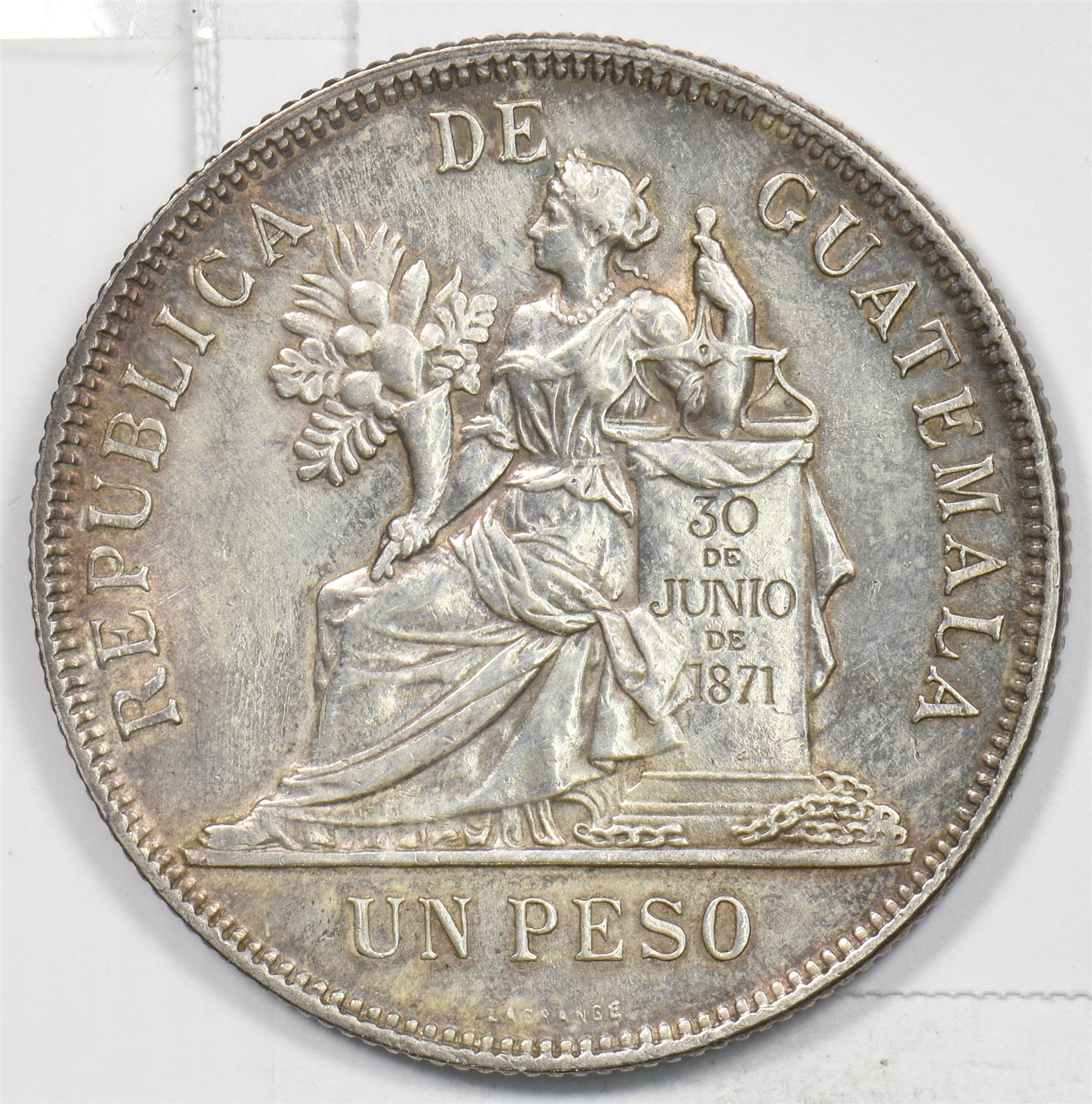 Guatemala 1894 Peso Silver Seated Justice Quetzal P490371 combine shipping