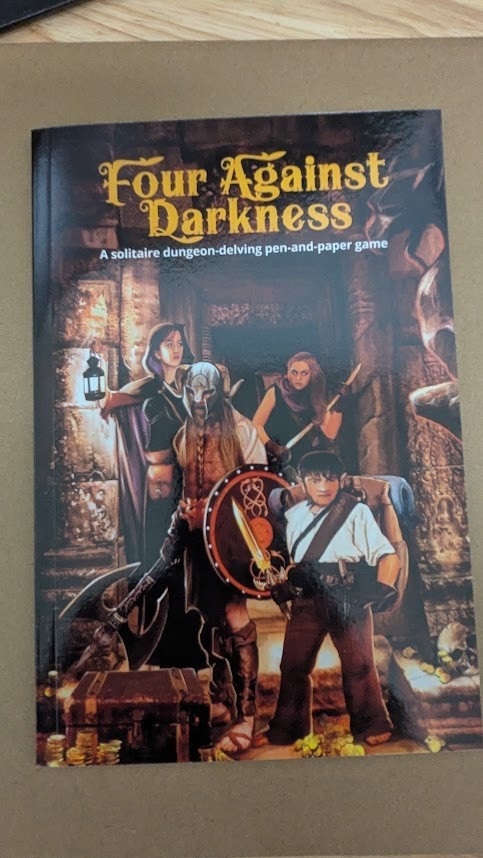 Four Against Darkness: A solitaire dungeon-delving pen-and-paper game -NEW Four Against Darkness: A solitaire dungeon-delving pen-and-paper game -NEW
