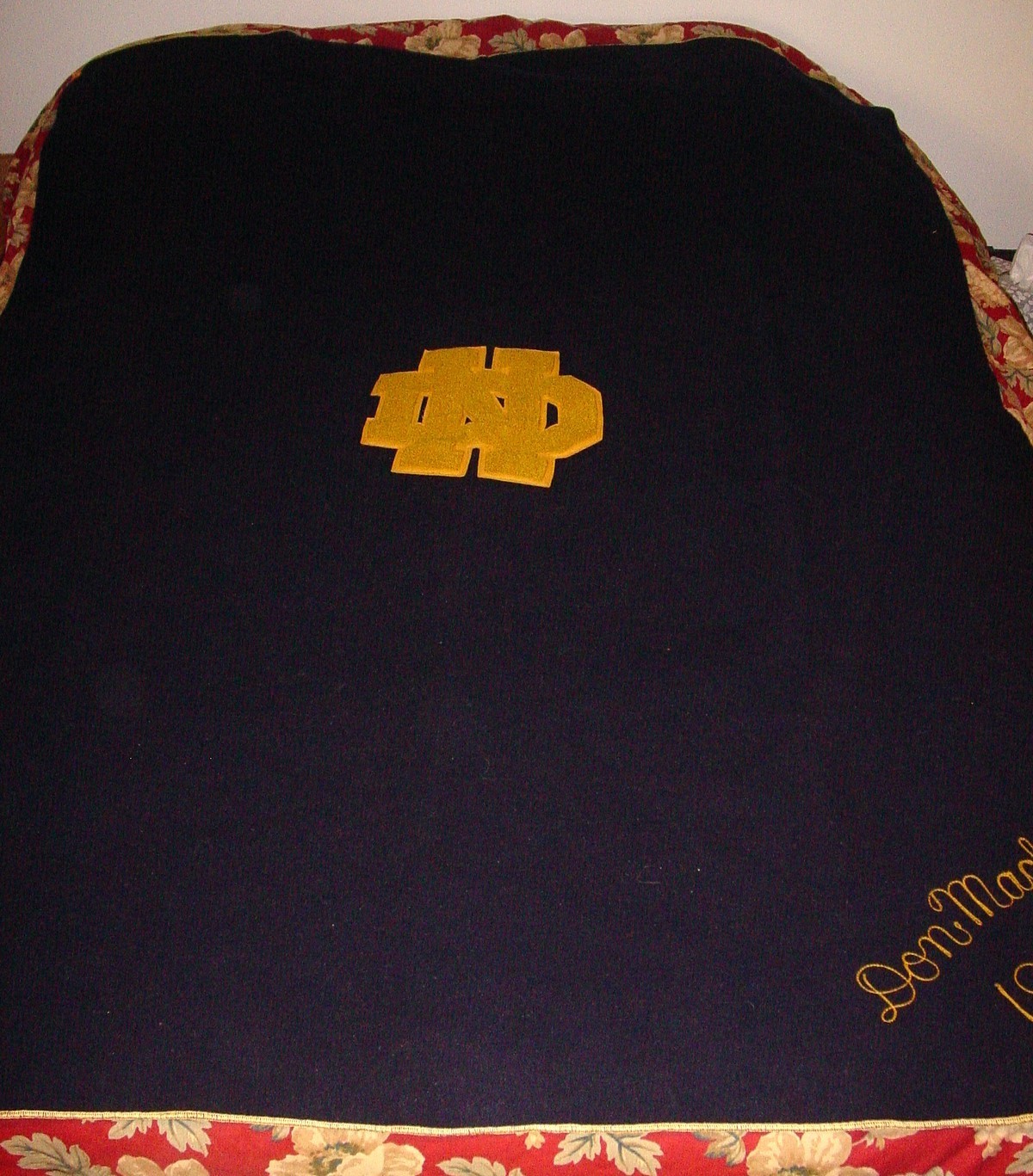 SWEET VINTAGE 1957 DON MACHENBERG NOTRE DAME CHENILLE WOOL BLANKET - 78\