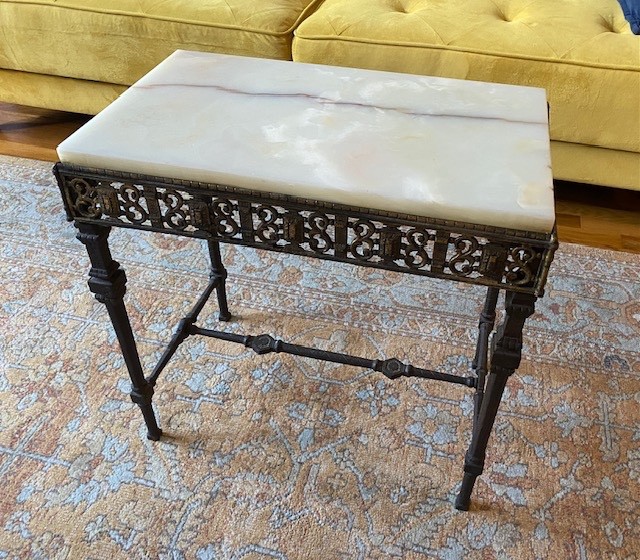 Antique Table Cast Iron w/ Marble Top 1800\'s Antique Table Cast Iron w/ Marble Top 1800\'s
