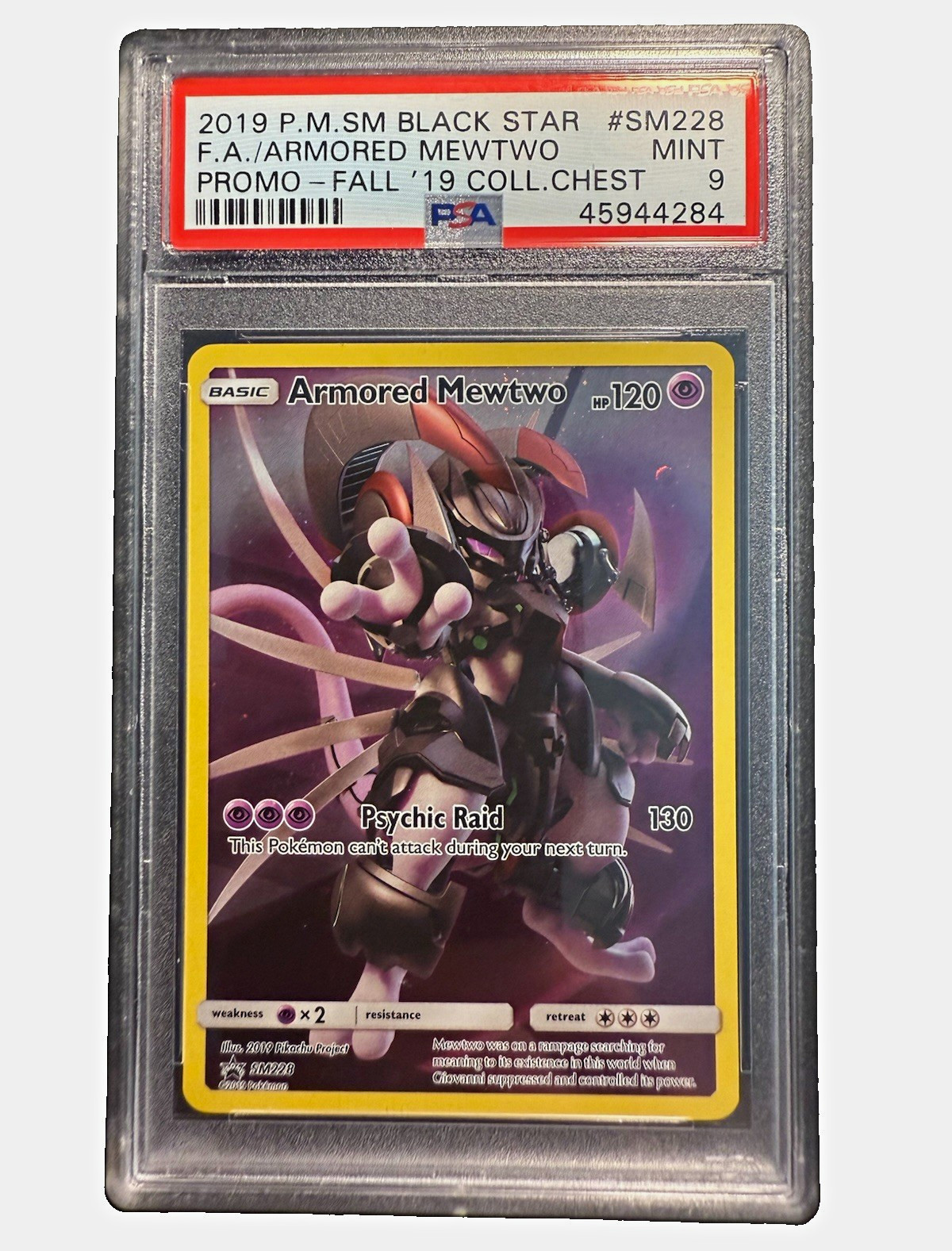 Pokemon 2019 SM Black Star Promo Armored Mewtwo SM228 Holo English PSA 9 Pokemon 2019 SM Black Star Promo Armored Mewtwo SM228 Holo English PSA 9