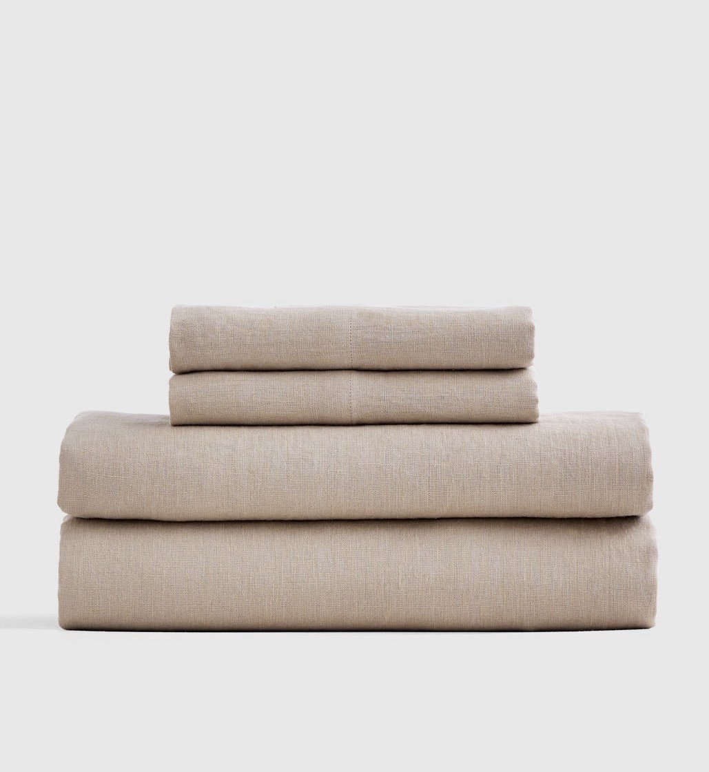 Quince European Linen Sheet Set Split King Toffee 4 Piece 100% Flax Linen New Quince European Linen Sheet Set Split King Toffee 4 Piece 100% Flax Linen New