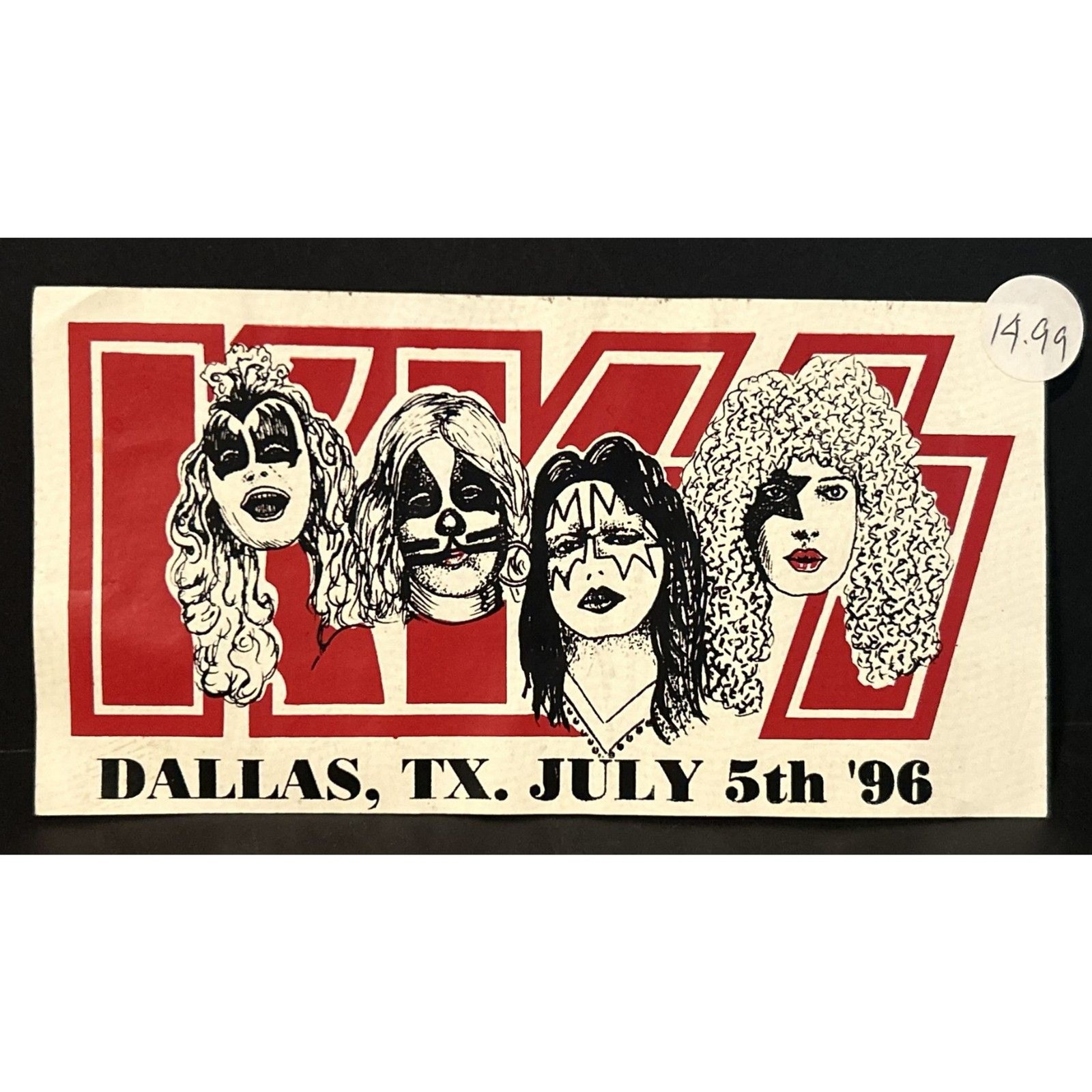 KISS Concert Decal Sticker Dallas Texas July 5 1996 Reunion Tour Vintage KISS Concert Decal Sticker Dallas Texas July 5 1996 Reunion Tour Vintage