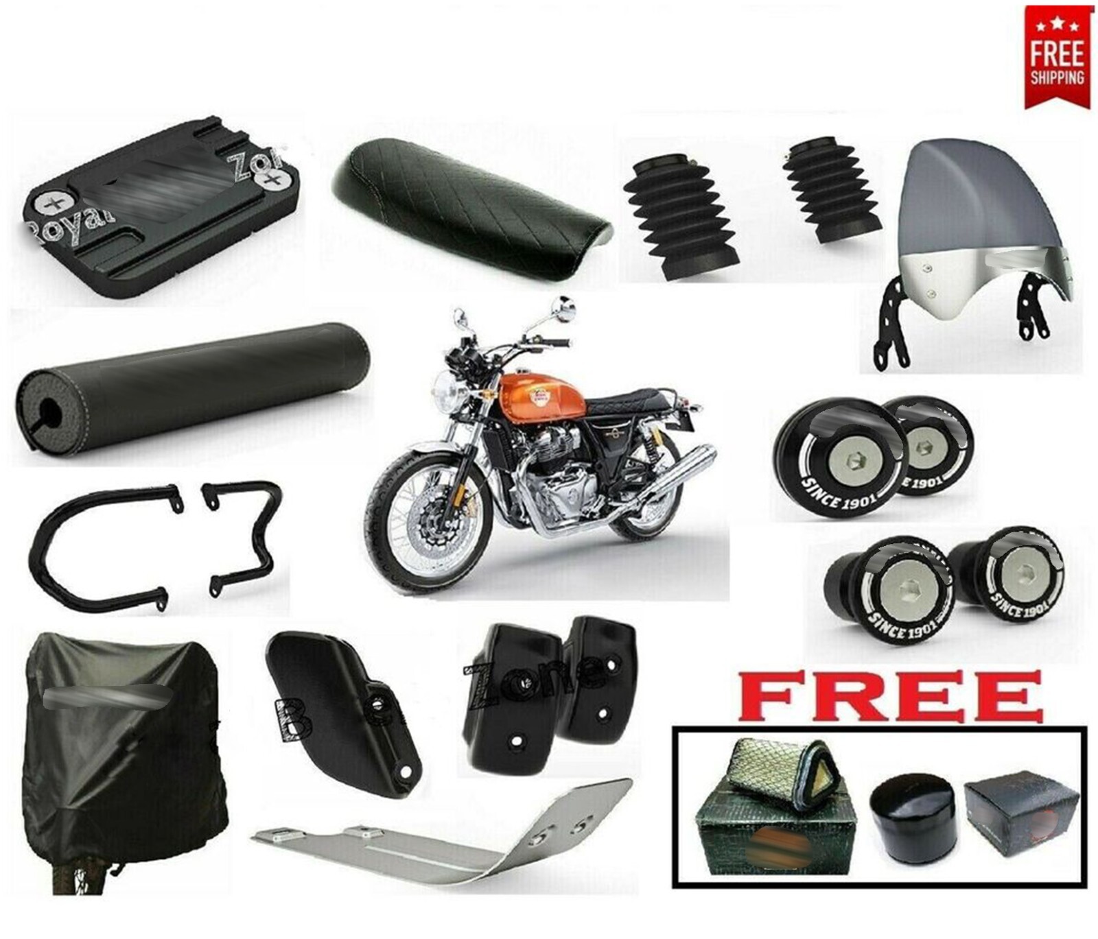 Fits Royal Enfield Interceptor 650 Accessories Combo Pack 12 Items With Free Fits Royal Enfield Interceptor 650 Accessories Combo Pack 12 Items With Free