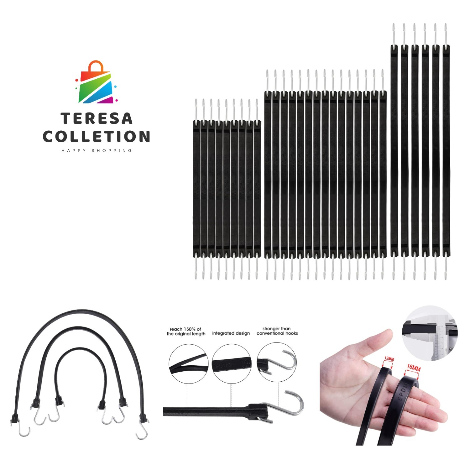 30PCS Rubber Tarp Straps Assorted Sizes with 150% Max Stretch, 100% EPDM Bung... 30PCS Rubber Tarp Straps Assorted Sizes with 150% Max Stretch, 100% EPDM Bung...