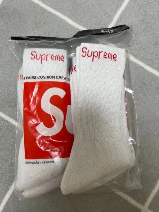 Supreme X Hanes Crew Socks - White, Pack of 4, Size 6-12- New 2026, US Seller Supreme X Hanes Crew Socks - White, Pack of 4, Size 6-12- New 2026, US Seller