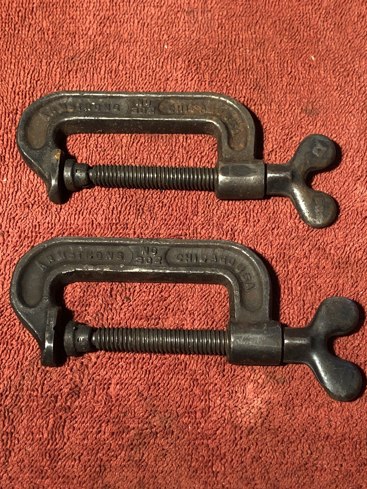 2- Vintage Armstrong No 302 Chicago USA 2” C-Clamp Rare Early Model 1910-20’s 2- Vintage Armstrong No 302 Chicago USA 2” C-Clamp Rare Early Model 1910-20’s