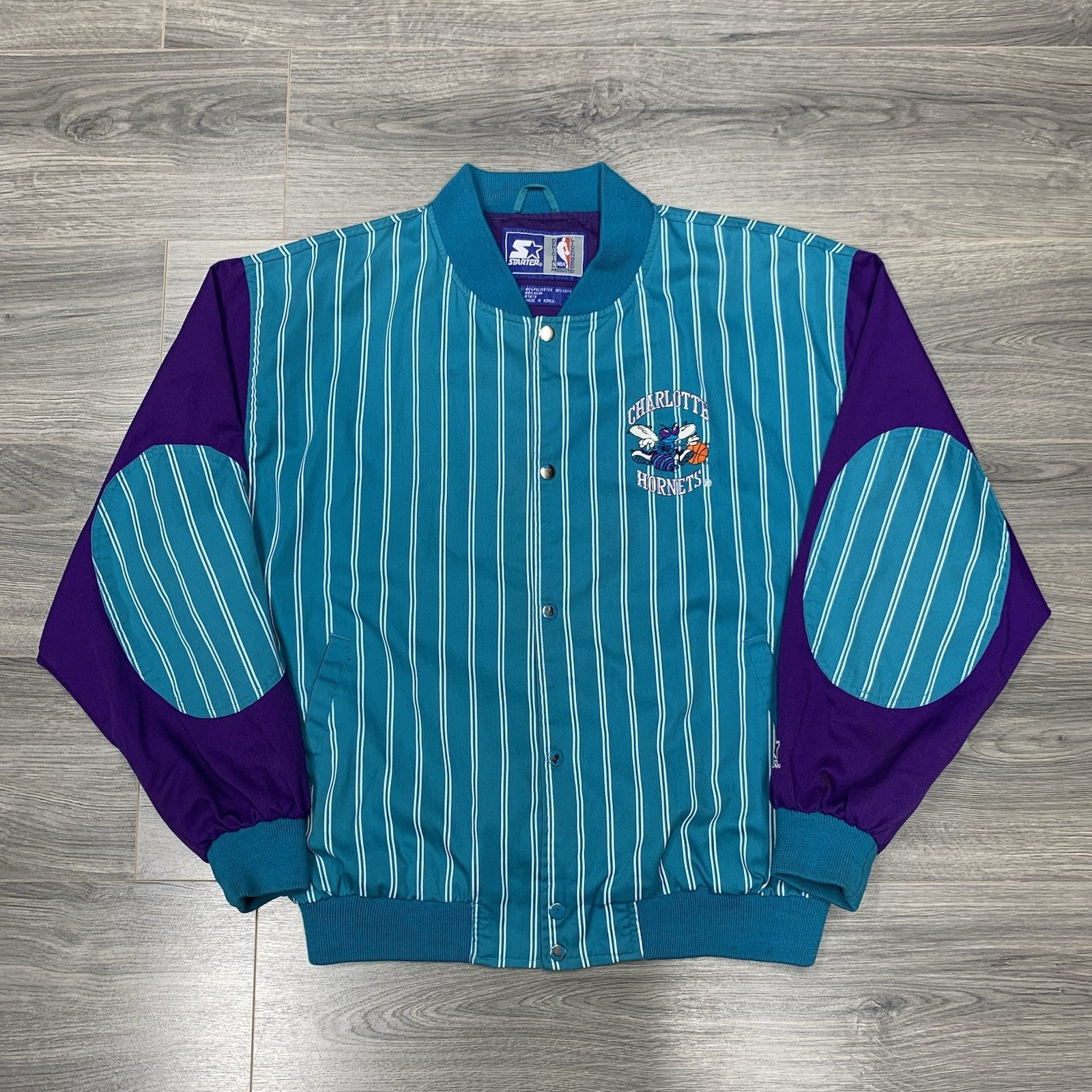 Vintage 1990S Starter Charlotte Hornets Jacket XL Rare Men’s Teal Pinstripe NBA Vintage 1990S Starter Charlotte Hornets Jacket XL Rare Men’s Teal Pinstripe NBA