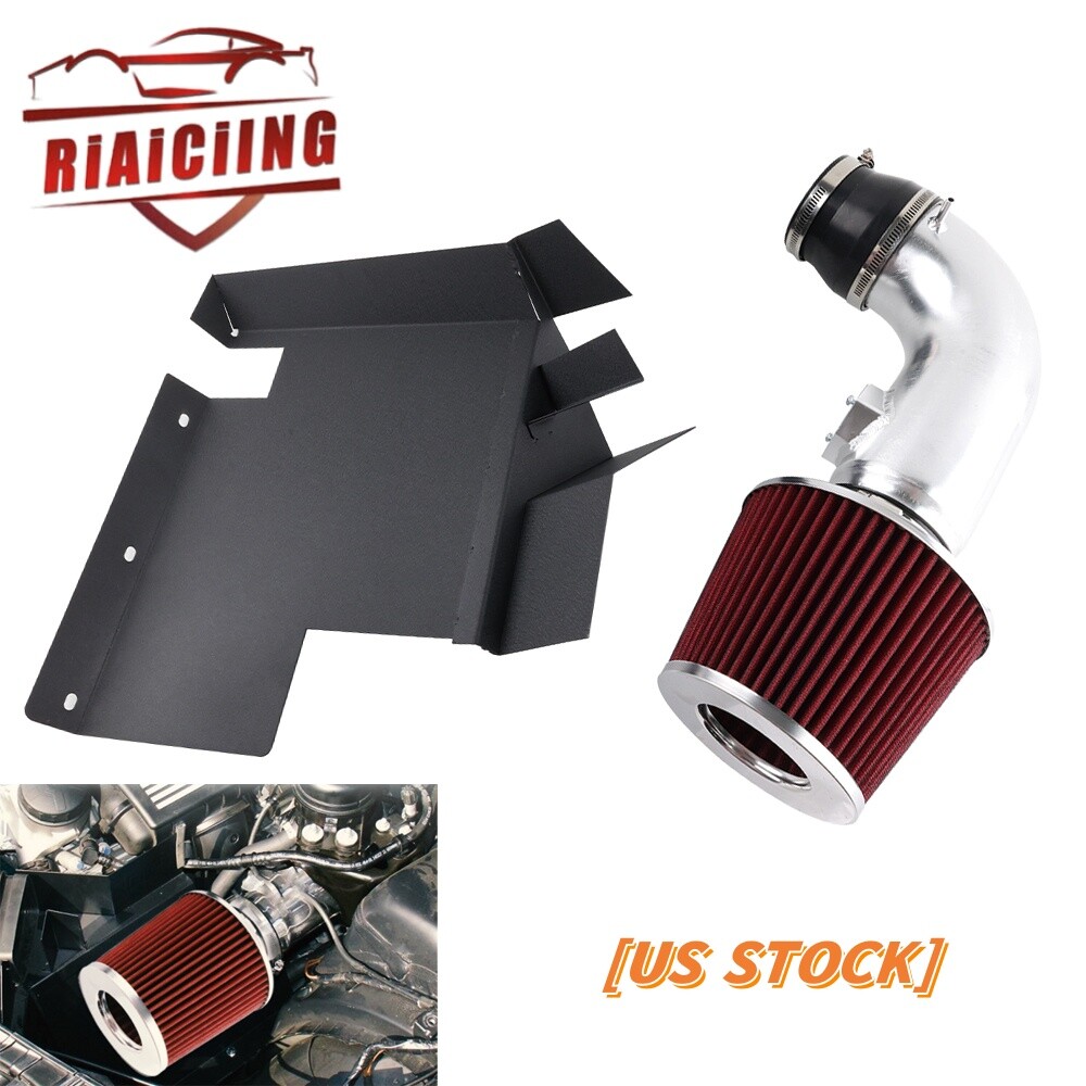 for 07-11 BMW 128i 328i 3.0L 6cyl Heat Shield Cold Air Intake Kit + Red Filter