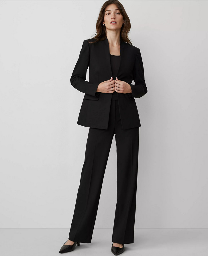 NEW ANN TAYLOR $129 BLACK SEASONLESS STRETCH THE TROUSER PANTS SZ 8P 8 PETITE