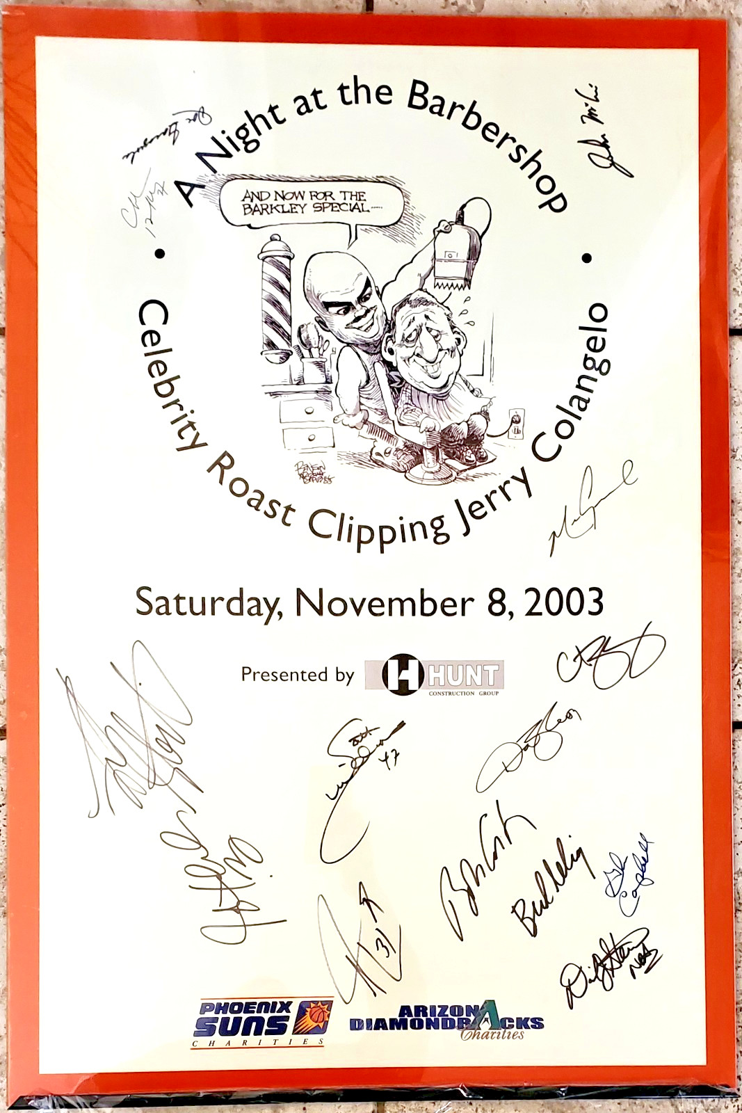 RARE Jerry Colangelo Roast Poster “A Night At The Barbershop” w/13 Autographs