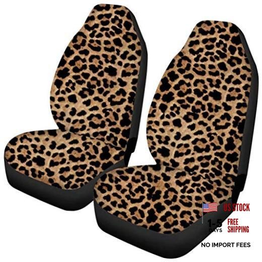 Car Seat Cover Print Cute Soft Universal 2pc Front Car Seat Covers Leopard