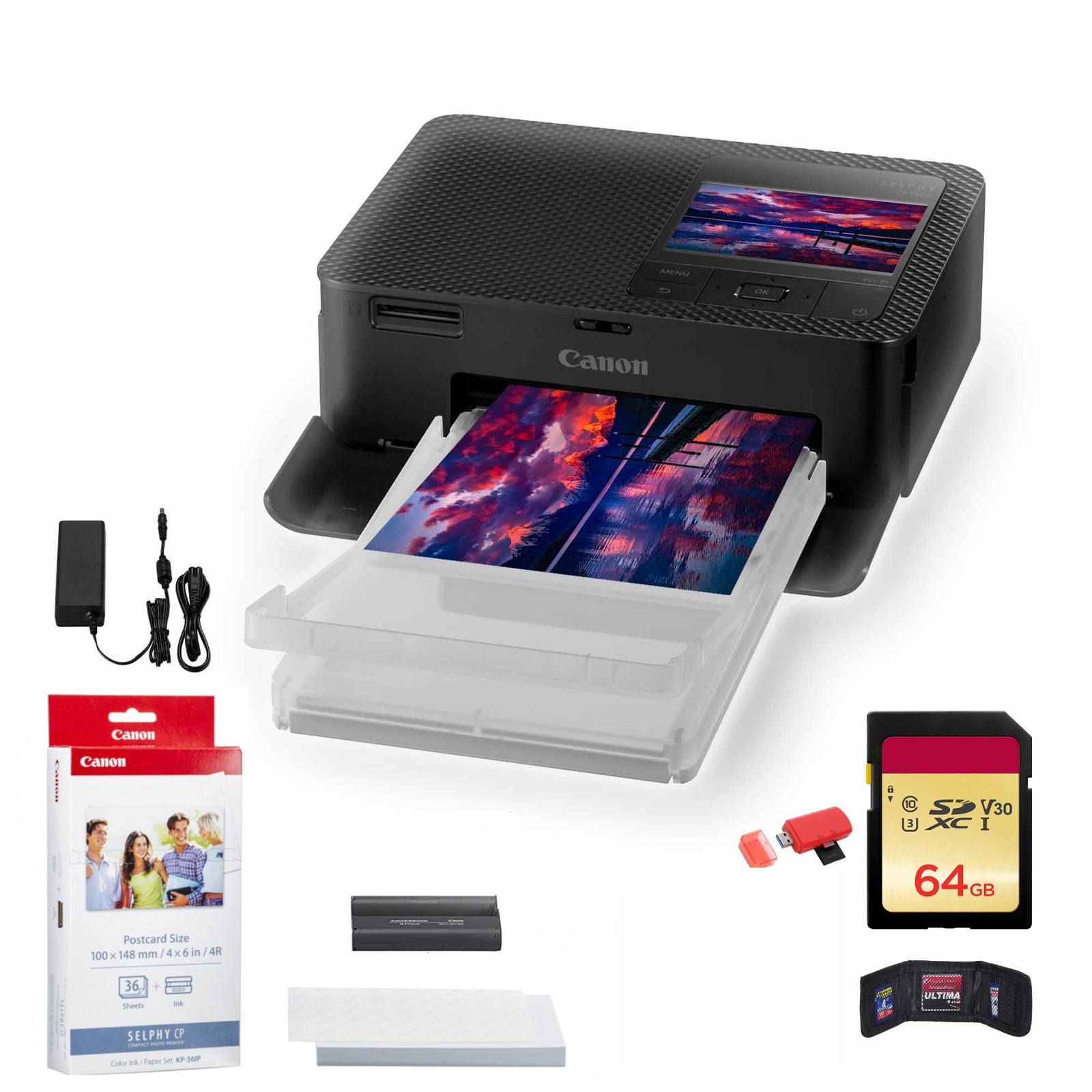 Canon SELPHY CP1500 Photo Printer Black KP-36IP Ink Paper Bundle Canon SELPHY CP1500 Photo Printer Black KP-36IP Ink Paper Bundle