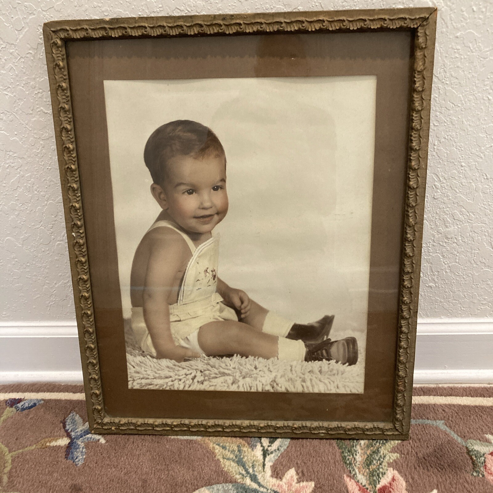 Antique Portrait of DARLING Child Rosy Cheeks Original Glass & Wooden Frame Antique Portrait of DARLING Child Rosy Cheeks Original Glass & Wooden Frame