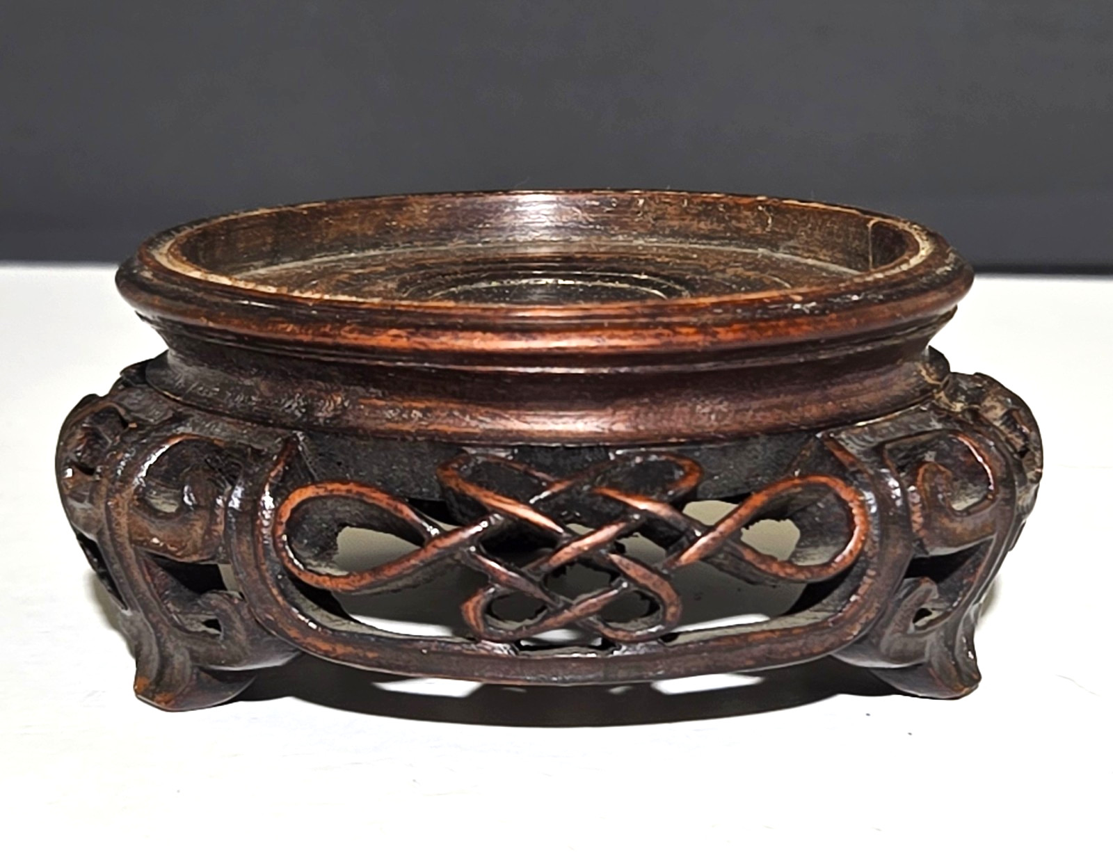 Antique Chinese Carved Hard Wood Display Stand for Jade, Bowl, Vase Antique Chinese Carved Hard Wood Display Stand for Jade, Bowl, Vase