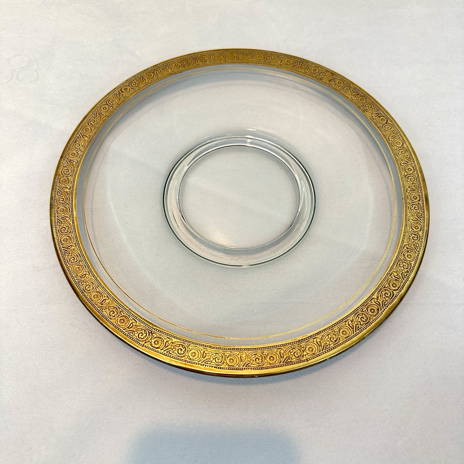 Vintage Tiffin Franciscan Minton Clear 9 3/4” Gold Encrusting Dinner Plate - EUC Vintage Tiffin Franciscan Minton Clear 9 3/4” Gold Encrusting Dinner Plate - EUC