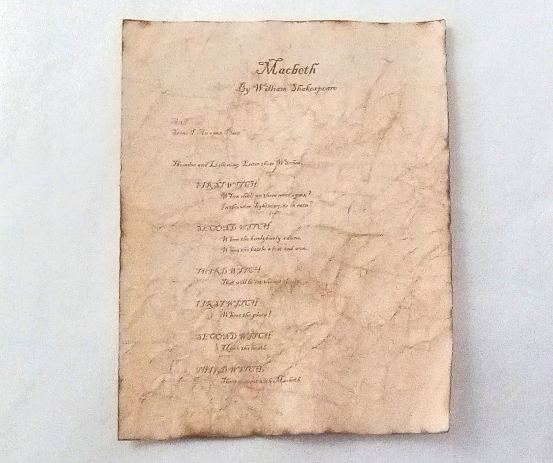 Macbeth - Antiqued First Page Reproduction by William Shakespeare