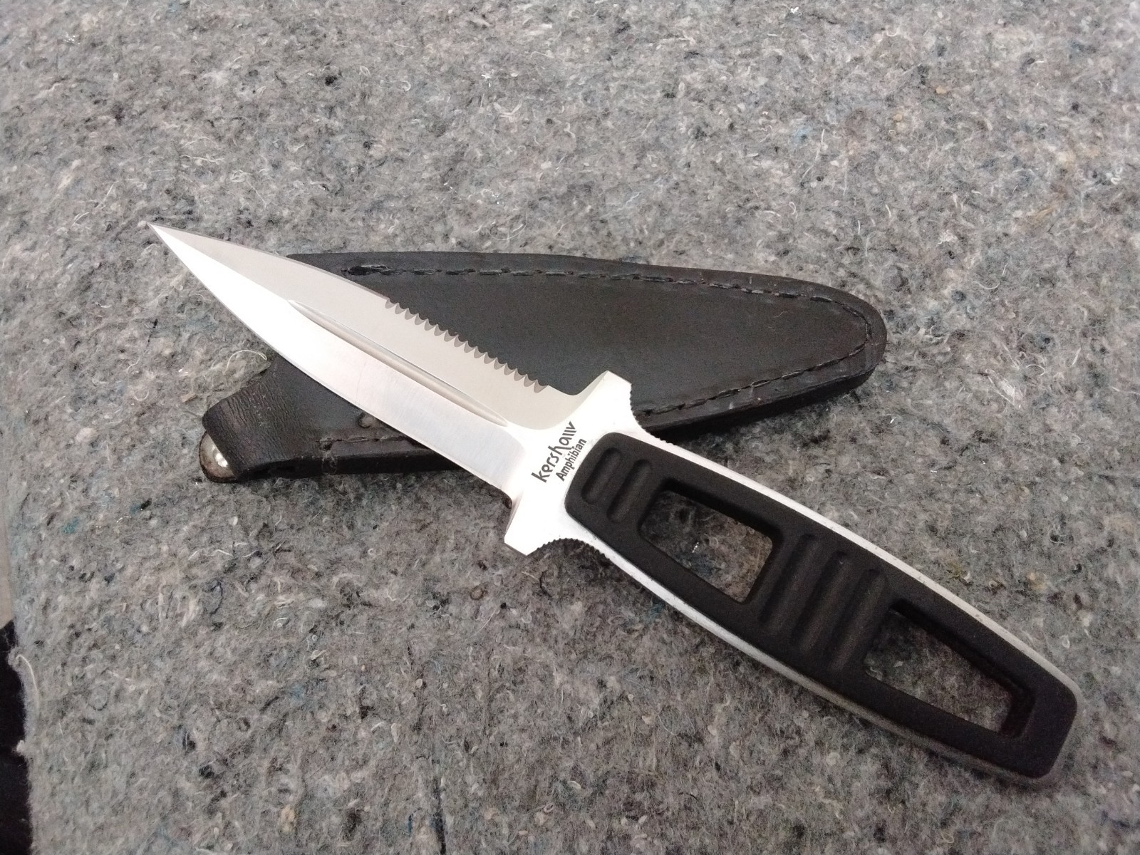 Vintage Kershaw Japan 1006 Amphibian Dive Boot Knife Black w/ Original Sheath D Vintage Kershaw Japan 1006 Amphibian Dive Boot Knife Black w/ Original Sheath D