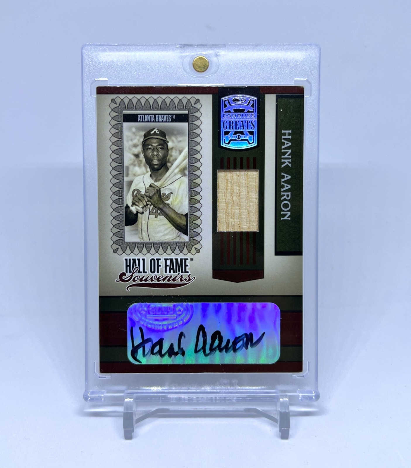 Hank Aaron 2005 Donruss Greats #HOFS-3 Hall of Fame Souvenirs Bats Signatures SP