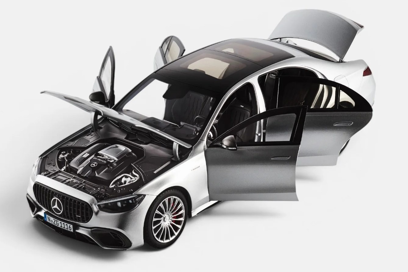 2025 Mercedes Benz S63 AMG E-Performance Silver 1:18 by NZG