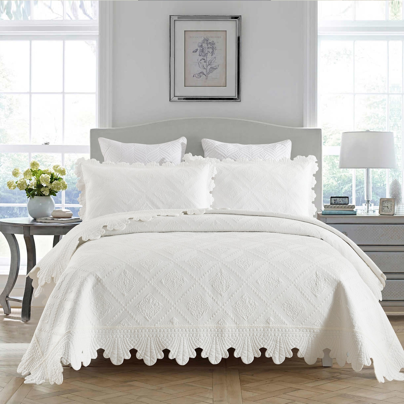 3Pcs 100% Cotton Oversized Bedspread Set Coverlet Set Lightweight Quilt Set TK