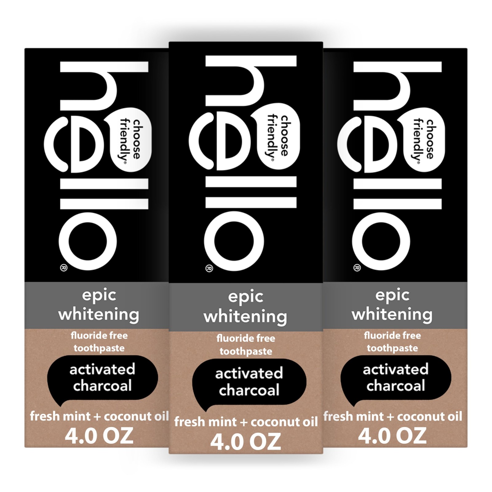 hello Epic Whitening Activated Charcoal Fluoride Free Toothpaste 3-Pack 4 oz hello Epic Whitening Activated Charcoal Fluoride Free Toothpaste 3-Pack 4 oz