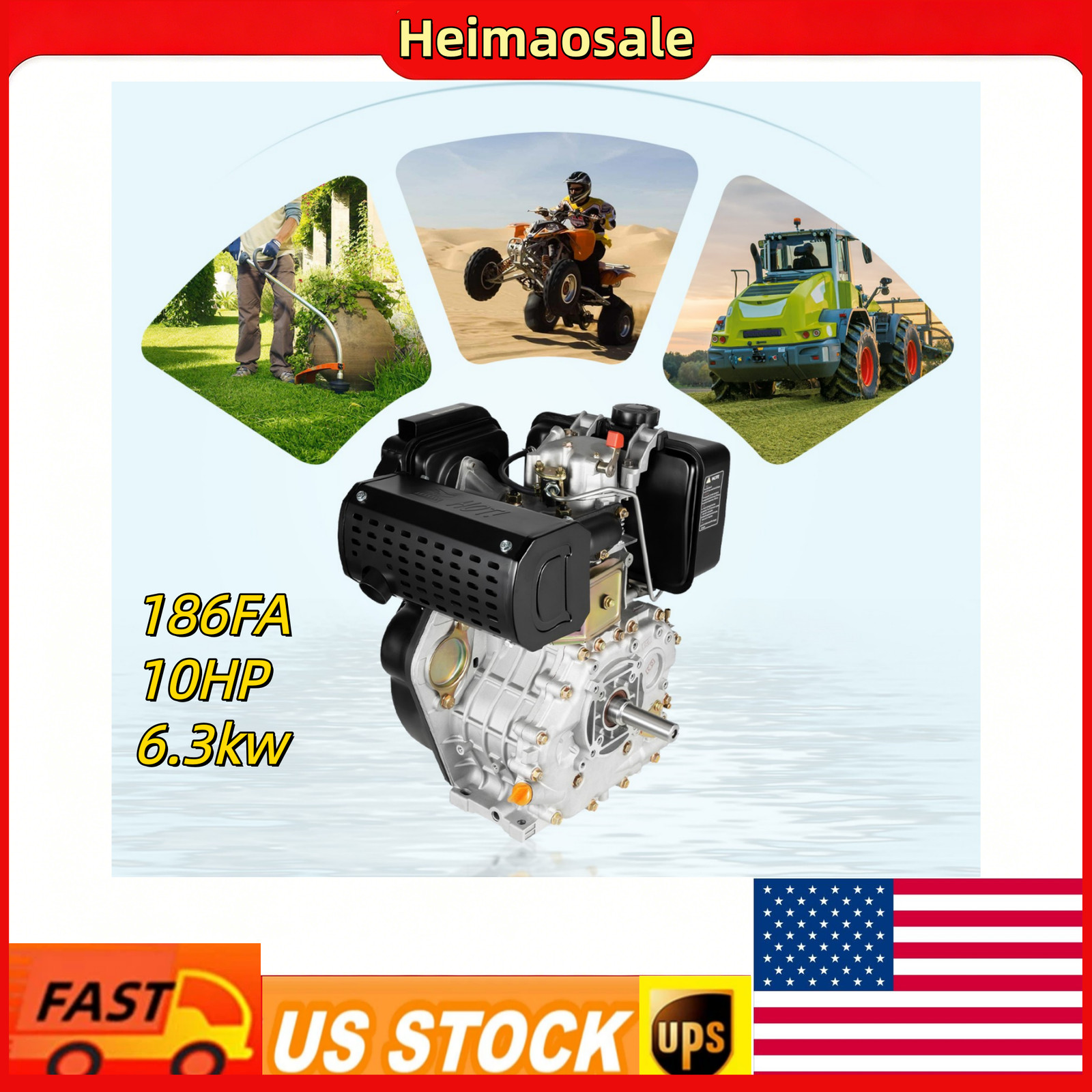 186fa 10hp Single-cylinder Air-cooled Diesel Engine Fits Micro-tillers/generator