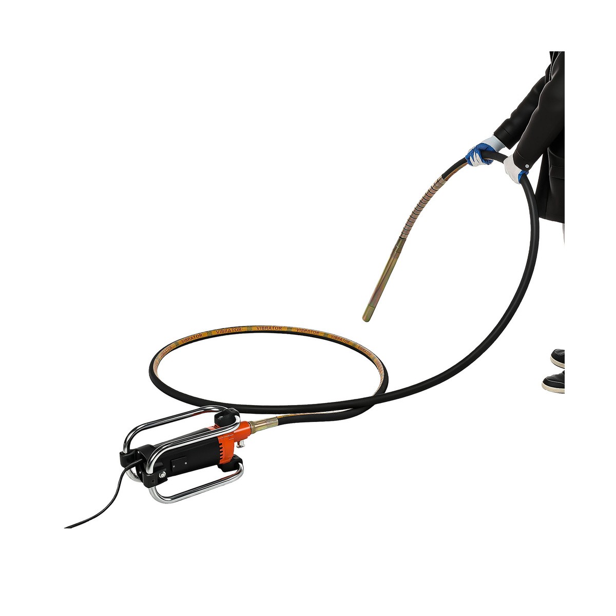 Portable 2000W Electric Concrete Vibrator 14-3/4 Ft Long Shaft Concrete 10000VPM