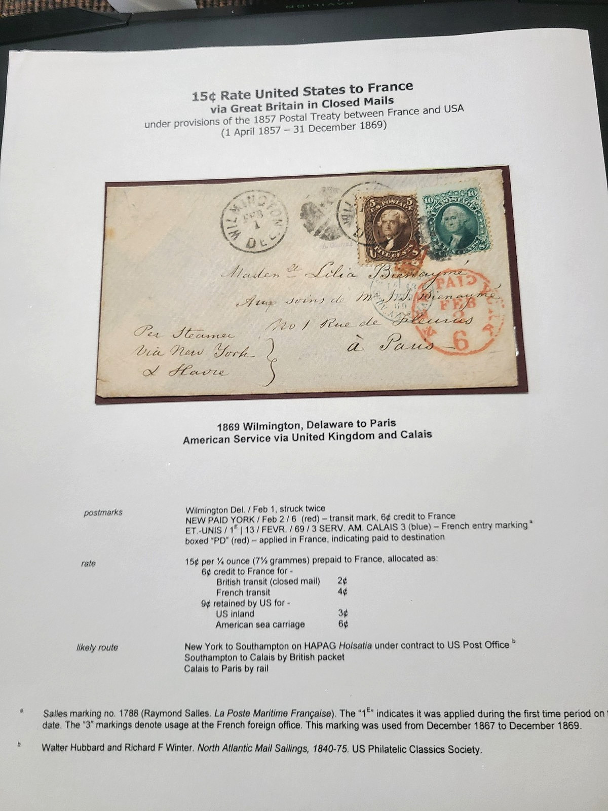 USA 19th century trans-Atlantic cover