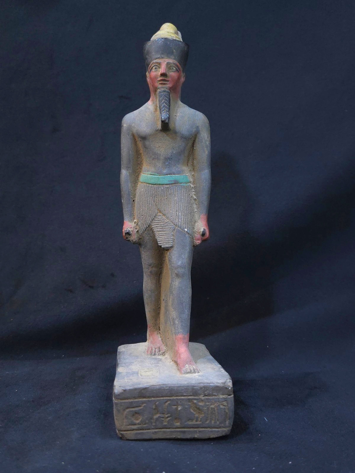 Ancient Egyptian Amenhotep III Pharaoh Statue Rare Painted Stone Royal Figure