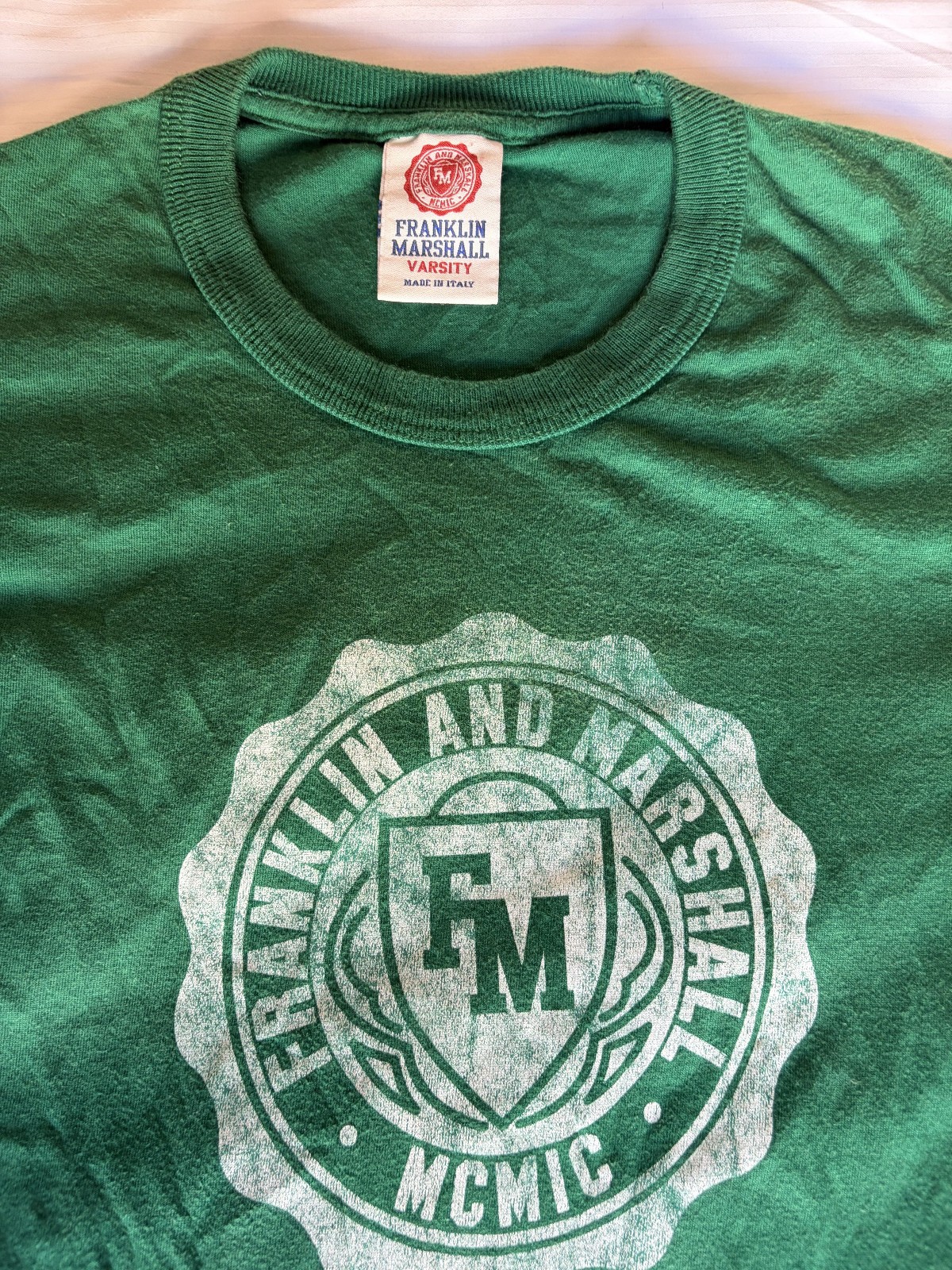 Vintage 1990s Franklin & Marshall Green Cotton T-Shirt Made in Italy Medium EUC Vintage 1990s Franklin & Marshall Green Cotton T-Shirt Made in Italy Medium EUC