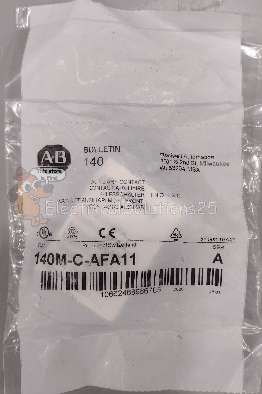 New Allen-Bradley 140M-C-AFA11 AUX Contact - New Allen-Bradley 140M-C-AFA11 AUX Contact -